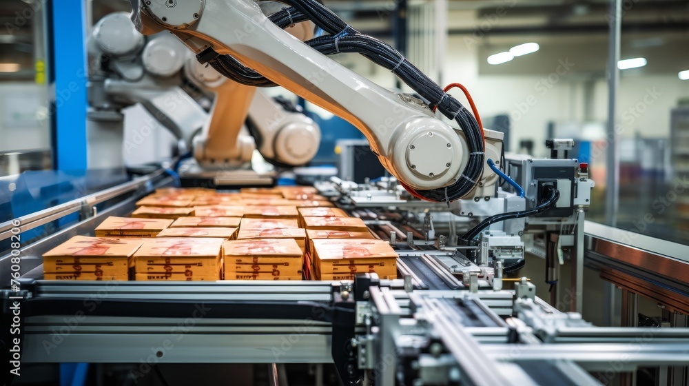 Poster robots equipped with vision sensors inspect products for defects