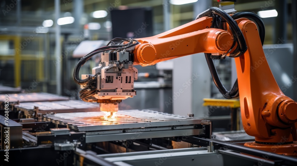 Poster robots equipped with vision sensors inspect products for defects
