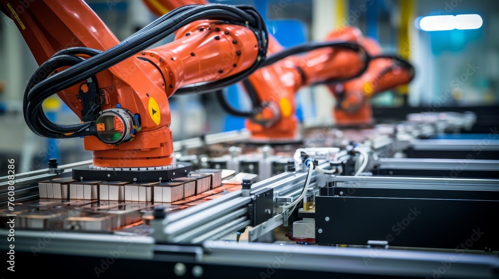 Poster robots equipped with vision sensors inspect products for defects