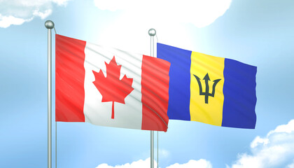 Canada and Barbados Flag Together A Concept of Realations