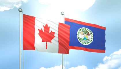 Canada and Belize Flag Together A Concept of Realations