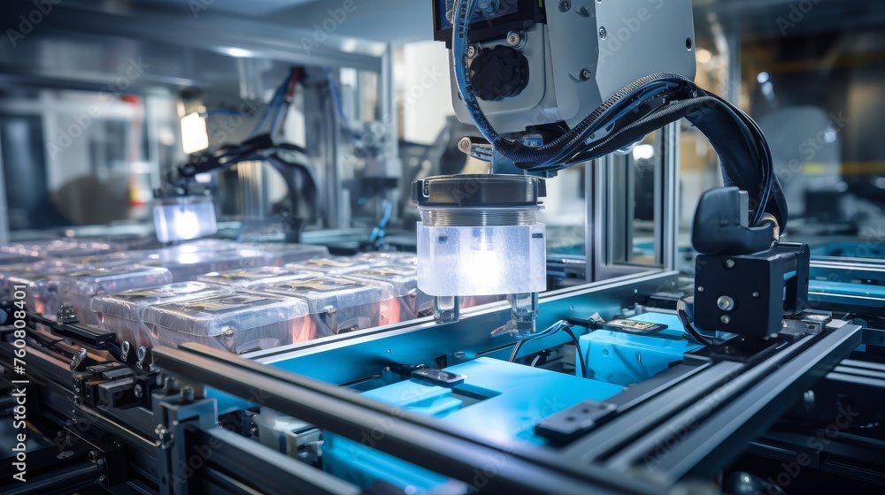 Poster robots equipped with vision sensors inspect products for defects