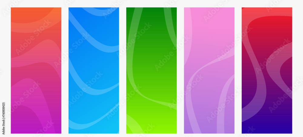Poster set of modern gradient backgrounds with wave line