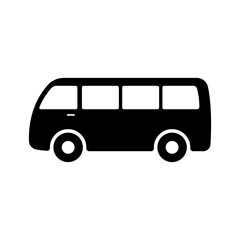 Minibus icon. Black silhouette. Side view. Vector simple flat graphic illustration. Isolated object on a white background. Isolate.