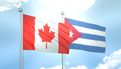 Canada and Cuba Flag Together A Concept of Realations