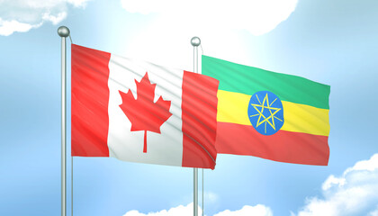 Canada and Ethiopia Flag Together A Concept of Realations