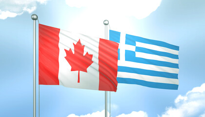 Canada and Greece Flag Together A Concept of Realations