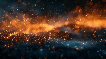 Sparkling Fire Particles Against Dark Background - Magical Atmosphere