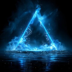 Triangular Prism Emitting Light and Smoke on Watery Surface - obrazy, fototapety, plakaty