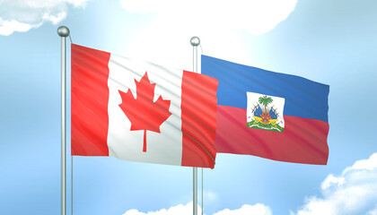 Canada and Haiti Flag Together A Concept of Realations