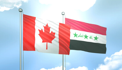 Canada and Iraq Flag Together A Concept of Realations