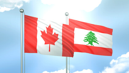 Canada and Lebanon Flag Together A Concept of Realations