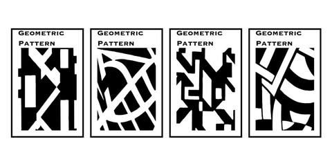 Set of 4 Printable minimalist illustration. Geometric background design, abstract cover templates.