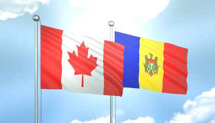 Canada and Moldova Flag Together A Concept of Realations