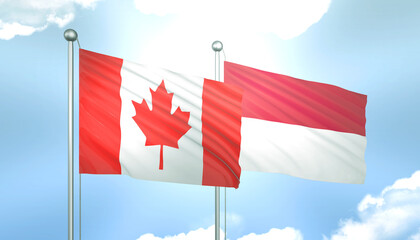 Canada and Monaco Flag Together A Concept of Realations