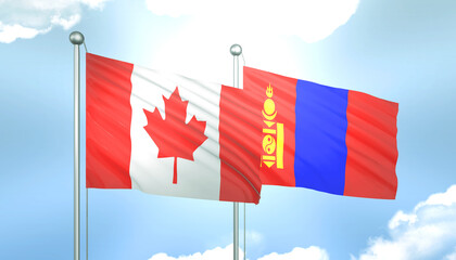 Canada and Mongolia Flag Together A Concept of Realations