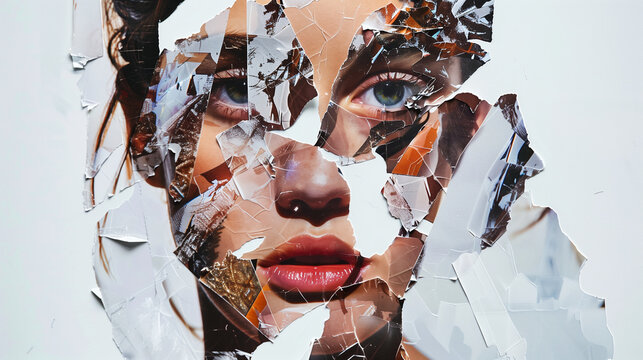 a fragmented portrait of a woman