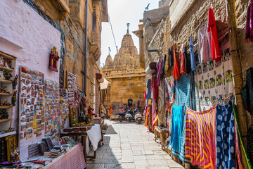 Fototapeta na wymiar street view of jaisalmer city, india