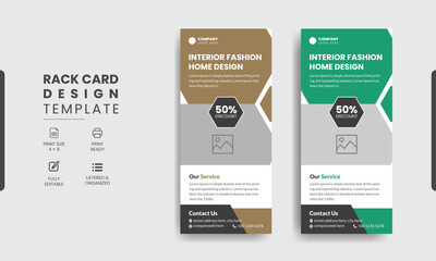 Interior rack card dl flyer design template and Real estate rack card template design