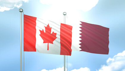 Canada and Qatar Flag Together A Concept of Realations