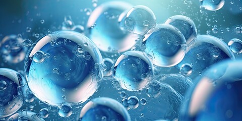Spherical water bubbles floating tranquilly. Generative AI
