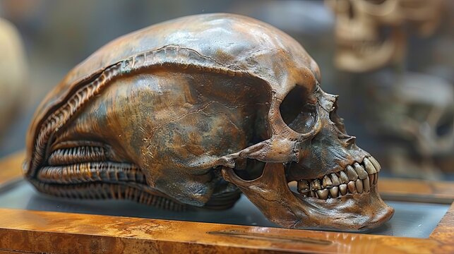Skull of an ancient alien. Generative AI