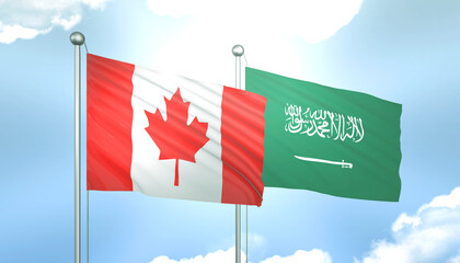Canada and Saudi Arabia Flag Together A Concept of Realations
