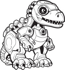 T Rex Tech Dynamic Robot Dinosaur Symbol CyberSaurus Digital Cartoon Dino Robot Logo