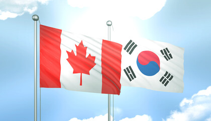 Canada and South Korea Flag Together A Concept of Realations