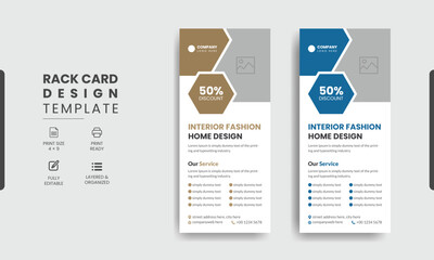 Interior rack card dl flyer design template and Real estate rack card template design