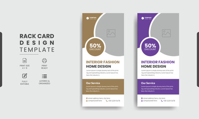 Interior rack card dl flyer design template and Real estate rack card template design