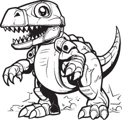 CyberSaur Dynamic Cartoon Dino Robot Symbol RoboRex Futuristic Robot Dinosaur Emblem