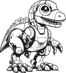 DinoDroid Dynamic Dino Mech Symbol MechSaur Playful Cartoon Robot Dinosaur Logo