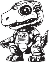 MechRex Playful Cartoon Dino Robot Emblem RoboSaur Dynamic Robot Dinosaur Symbol