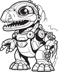 CyberSaur Futuristic Robot Dinosaur Logo MechRex Playful Cartoon Dino Robot Emblem