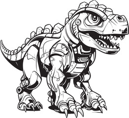 T Rex Tech Dynamic Vector Icon of Robotic Dinosaur CyberSaur Futuristic Robot Dinosaur Logo Design