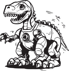 RoboRex Futuristic Robot Dinosaur Emblem DinoDroid Dynamic Dino Mech Symbol