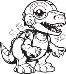 DinoMech Playful Dino Mech Logo TechTyranno Dynamic Robot Dinosaur Icon
