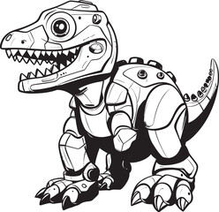 TechTyranno Dynamic Robot Dinosaur Icon Tearful Todd Melancholic Little Boy Logo Design