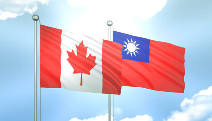Canada and Taiwan Flag Together A Concept of Realations