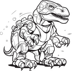 MechSaur Playful Cartoon Robot Dinosaur Logo T Rex Tech Futuristic DinoBot Icon
