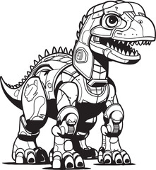 CyberSaur Futuristic Robot Dinosaur Logo Design RoboRex Playful Cartoon Dinosaur Robot Emblem