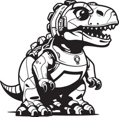 DinoBots Dynamic Vector Icon of Robotic Dinosaur MechSaurus Futuristic Robot Dinosaur Symbolism