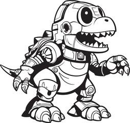 MechSaurus Futuristic Robot Dinosaur Symbolism T Rex Tech Digital Cartoon Dinosaur Robot Logo Design