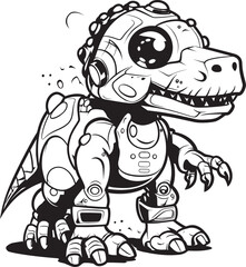 CyberSaurus Futuristic Robot Dinosaur Icon Design MechRex Whimsical Cartoon Dinosaur Robot Emblem