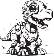 DinoBotic Futuristic Robot Dinosaur Logo Design T Rex Tech Playful Cartoon Dinosaur Robot Symbol