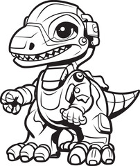 DinoBots Futuristic Robot Dinosaur Logo Design MechSaurus Playful Cartoon Dinosaur Robot Symbol