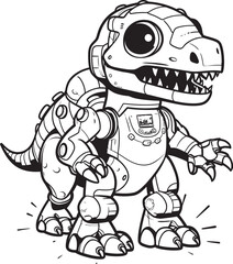 T Rex Tech Dynamic Vector Logo of Robot Dinosaur CyberSaur Futuristic Robot Dinosaur Icon Design