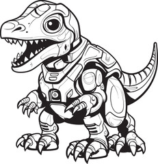 DinoBots Dynamic Vector Logo of Robot Dinosaur MechSaurus Futuristic Robot Dinosaur Icon Design
