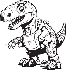 CyberSaur Futuristic Robot Dinosaur Logo Design RoboRex Playful Cartoon Dinosaur Robot Symbol